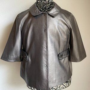 Tahari Bronze Lamb Nappa Leather Jacket